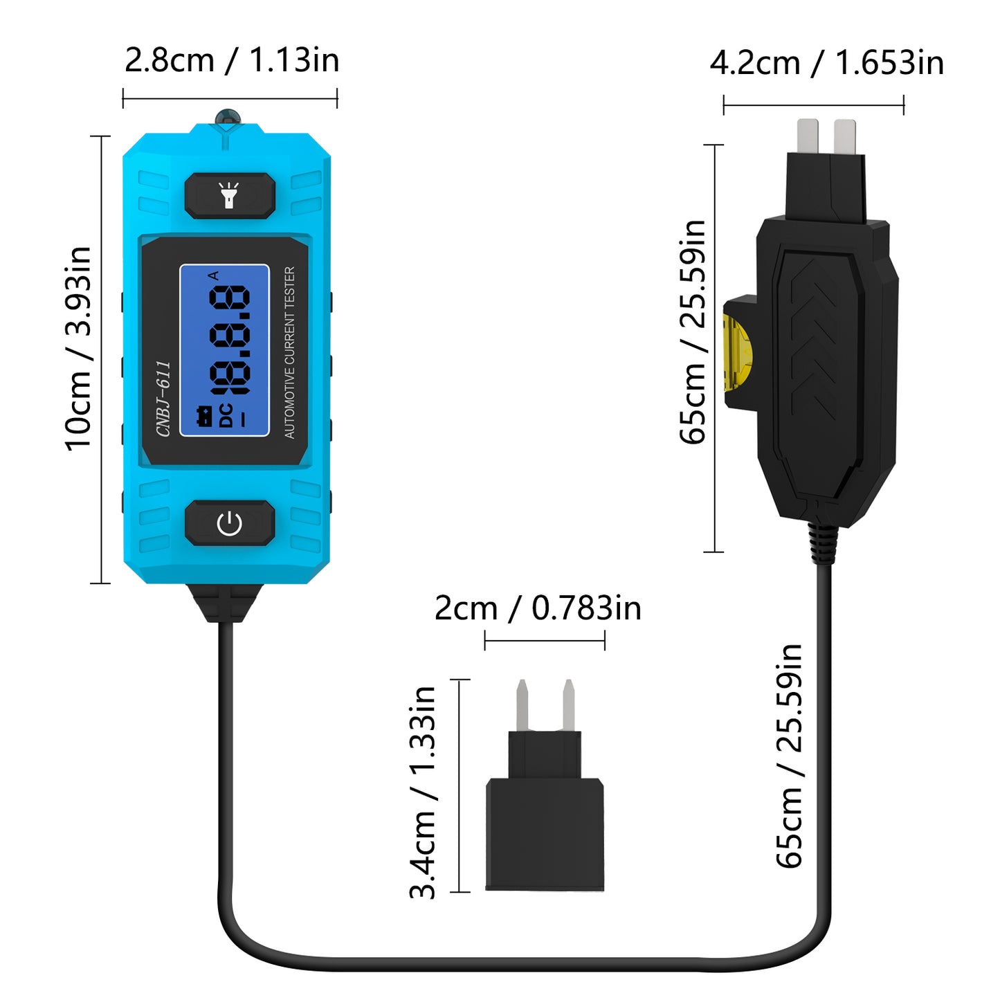 CNBJ-611 Automotive Fuse Tester Dimensions and Size Reference