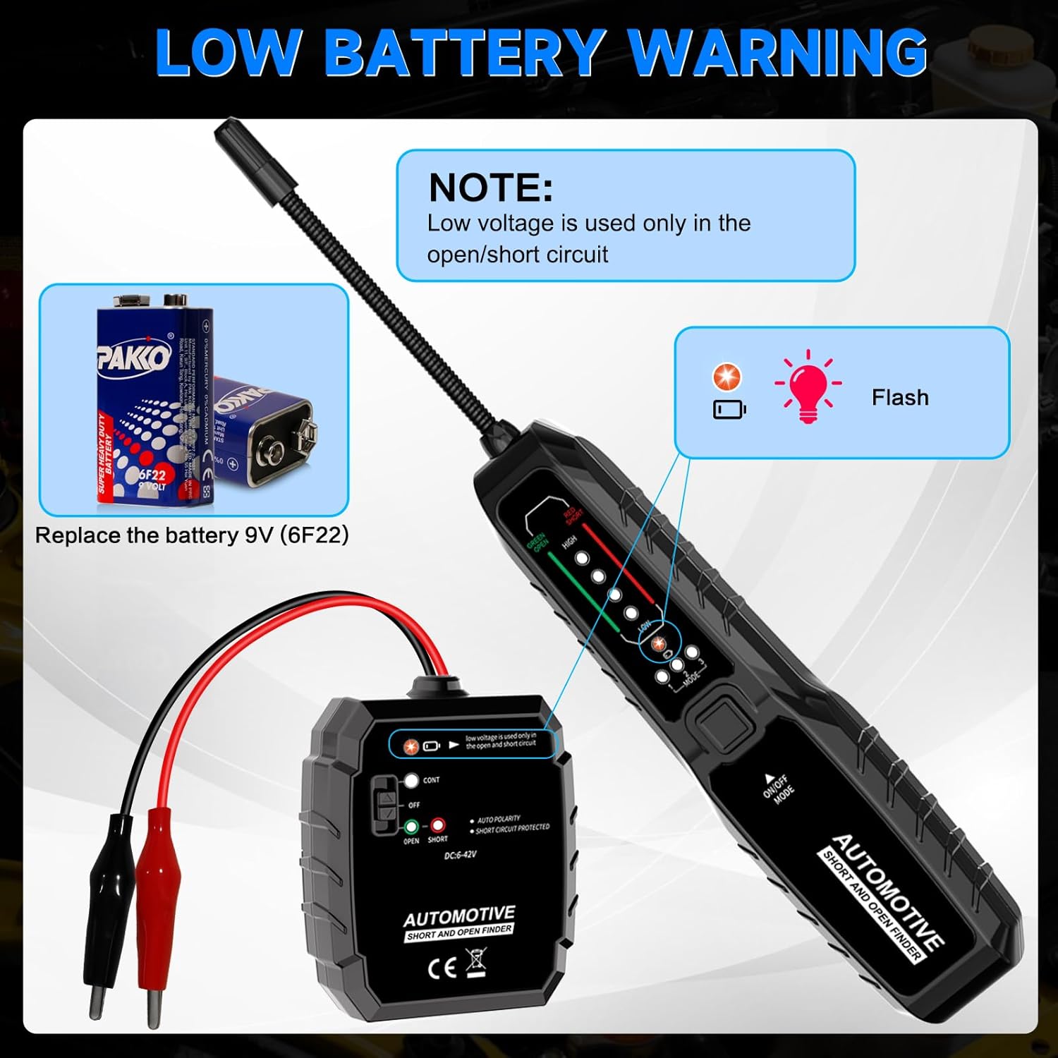 Low Battery Indicator Detail - Monitor Battery Level During Circuit Testing