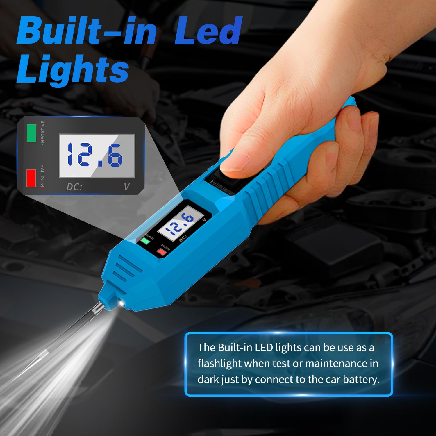 Built-in LED Light Illuminates Wiring in Dark Environments