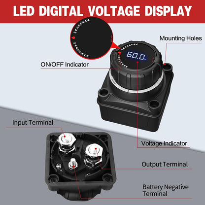 LED Digital Voltage Display Real-Time Battery Monitoring