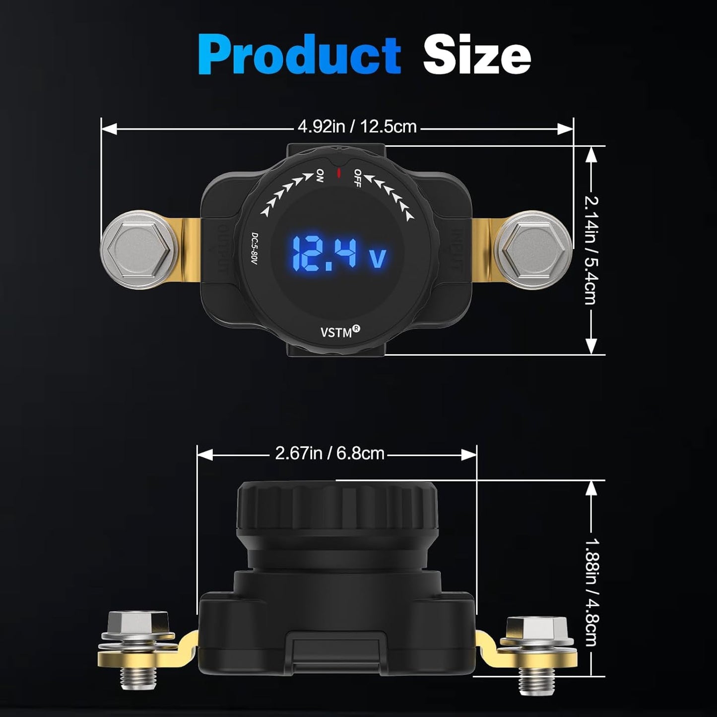 QP011_6 Side Post Battery Disconnect Switch Dimensions and Size Reference