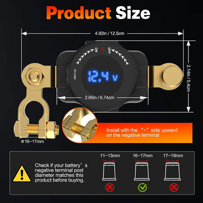 Top Post Battery Disconnect Switch Dimensions and Size Reference